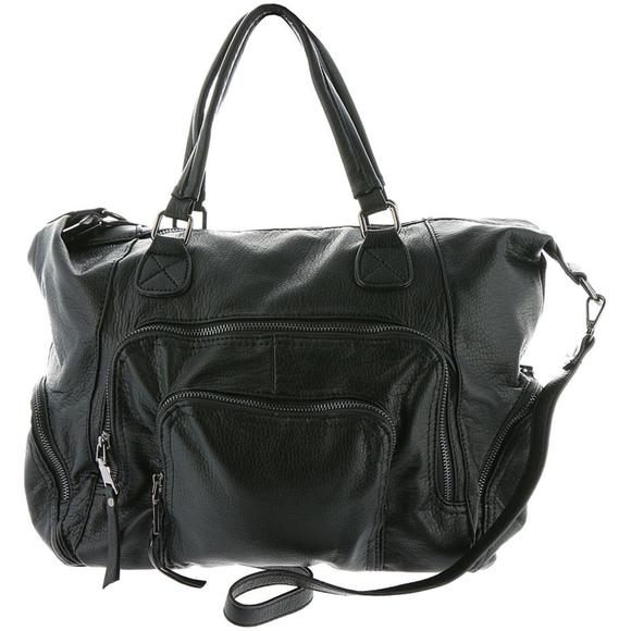 MMS Handbags - MMS Womens Glam On The Go Black Pebbled Crossbody Satchel Handbag Purse